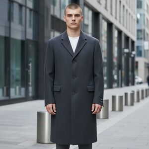 Jean Paul Germain Mens Cashmere Wool Blend Overcoat Charcoal Grey Size 56R NWT
